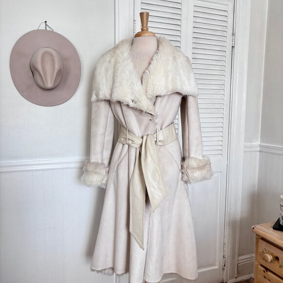 Armani Exchange Belted Faux Fur Penny Lane Coat